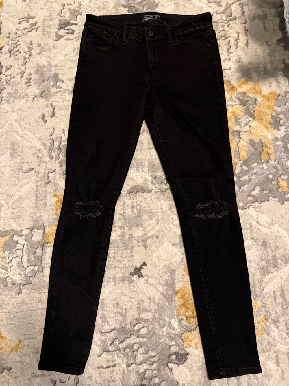 Abercrombie & Fitch Black Distressed Skinny Jeans